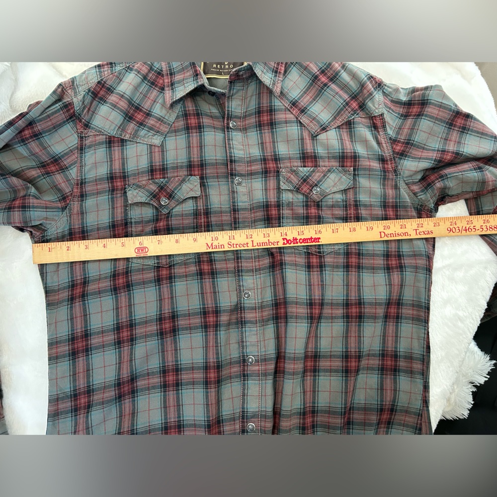 Wrangler Retro Plaid Snap Shirt Men’s Large - Picture 8 of 8